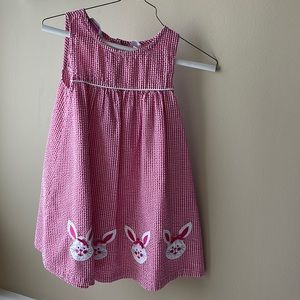 Girls bunny rabbit Easter pink gingham dress